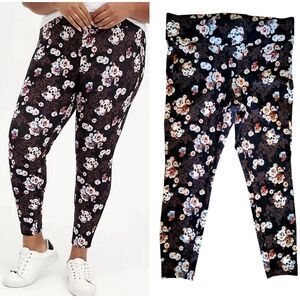 Torrid Black Floral Skulls Pixie Luxe Point Pull On Legging Pants Plussize 1X